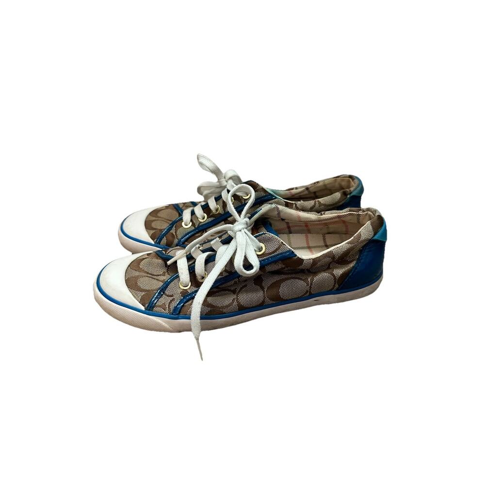 Coach Barrett Women’s Tennis Shoes Sneakers - Tan/Blue, Size 8.5 B Walking Shoe